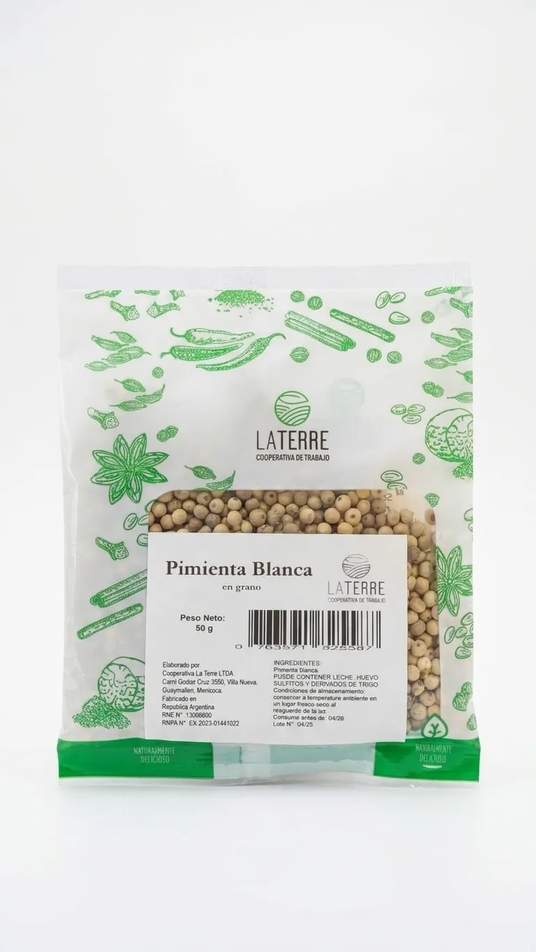 Pimienta Blanca en Grano x 50gr (Cooperativa La Terre)